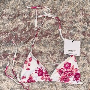 Beachriot NWT pink floral bikini top S